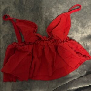 La Hearts Scarlet Ruffled Top